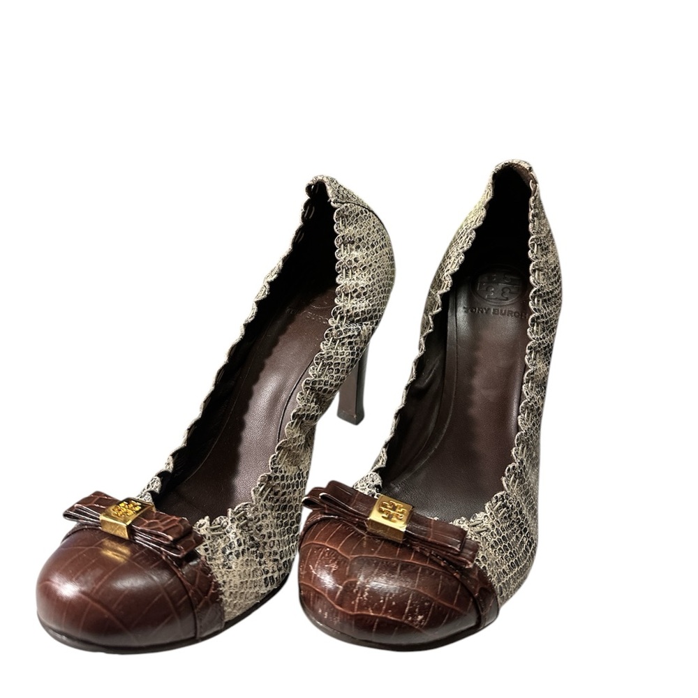Tory Burch Brown and Cream Women's Heels